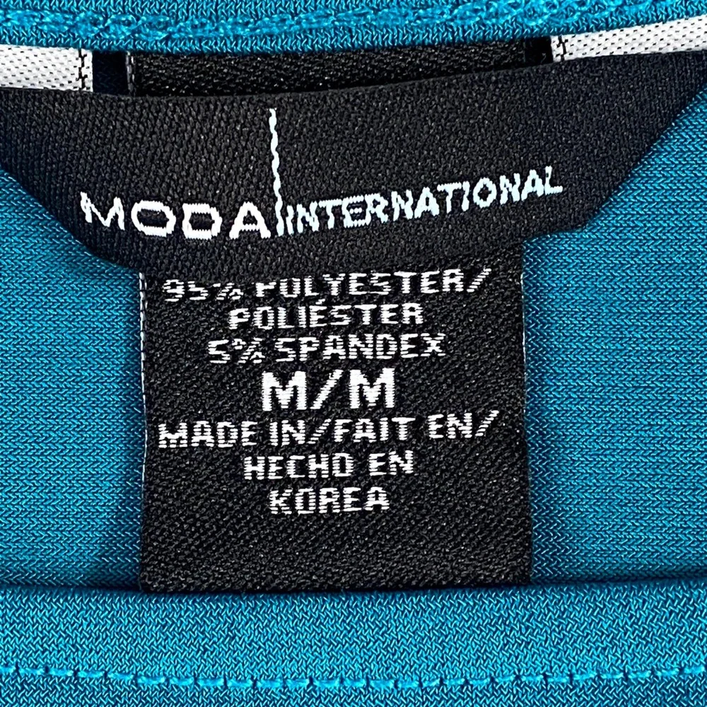 Moda International Dress Womens M Teal Cold Shoulder Dolman Mini Elastic Waist - Picture 4 of 10